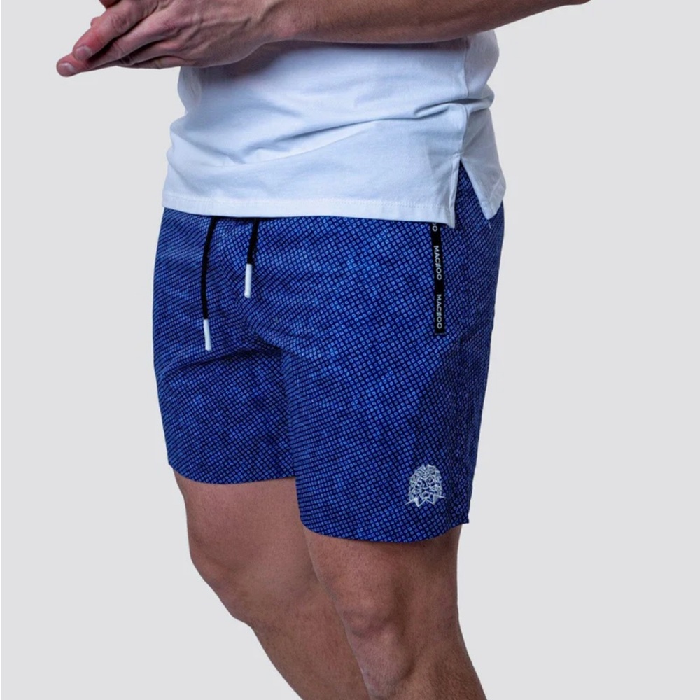 Maceoo men’s lion squaredot blue swim trunks M